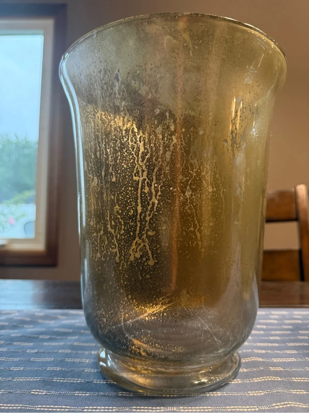 3-Gold Mercury Glass Hurricane Vase - Decorative Serveware Accent